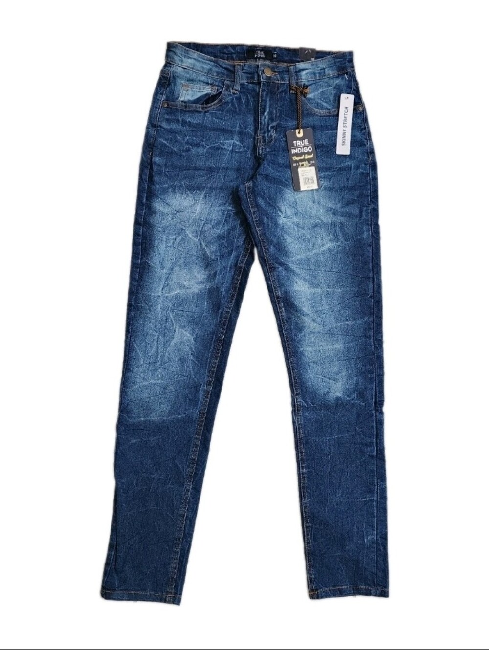 True Indigo Teens Skinny Stretch Denim Jeans Medium Wash Blue Size 16